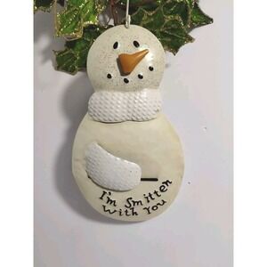 Metal Snowman Christmas Ornament Mittens Scarf Carrot Nose THT Designs 6"